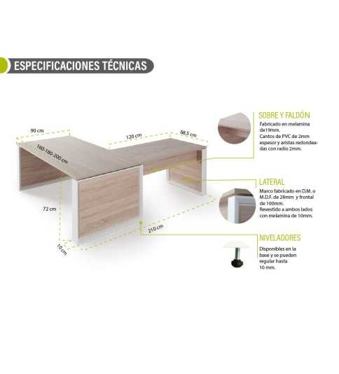 Mesa de despacho OMEGA con ala Mesa de despacho OMEGA con ala