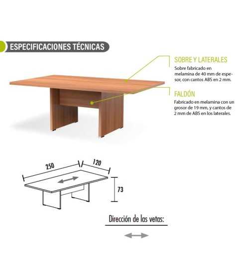 Mesa reunión KARINA, rectangular, medida 250x120 cm Mesa reunión KARINA, rectangular, medida 250x120 cm