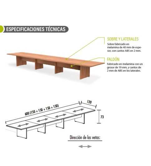Mesa reunión KARINA, rectangular, medida 600x120 cm Mesa reunión KARINA, rectangular, medida 600x120 cm