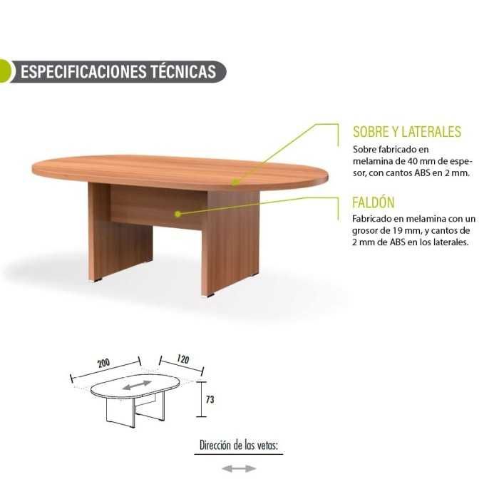 Mesa de reunión KARINA, ovalada, medida 200x120 cm