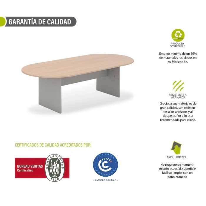 Mesa de reunión  serie TINA, medida 250 x 120 cm, forma ovalada