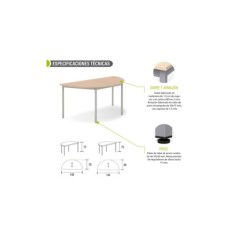 Mesa formación semicircular fondo 70, 80 cm serie DAI