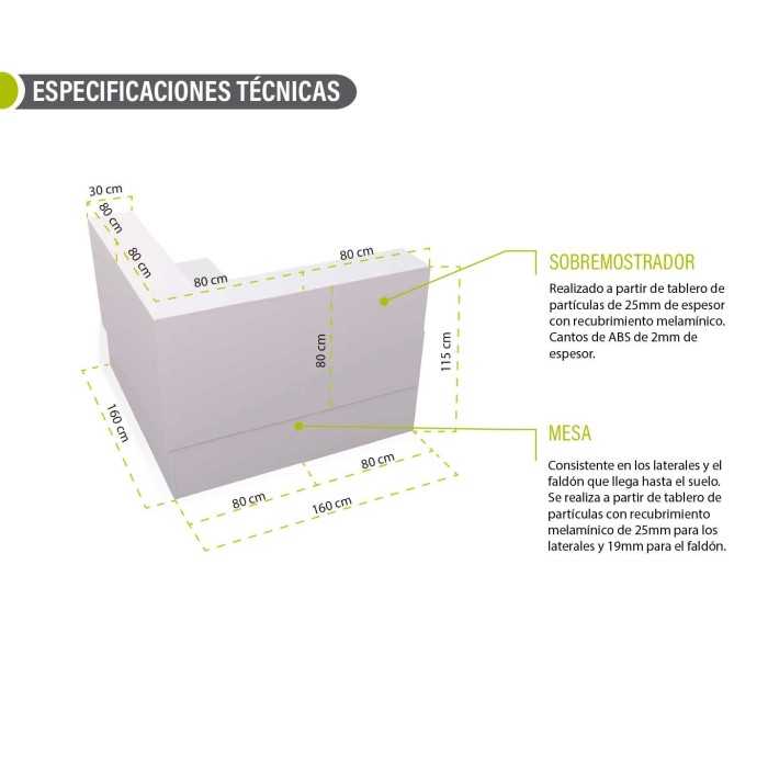Mostrador recepción DUO, ala izquierda, varios acabados a elegir Mostrador recepción DUO, ala izquierda, varios acabados a elegir