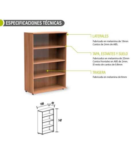 Estantería de oficina KARINA, estantes a la vista, altura 147 cm Estantería de oficina KARINA, estantes a la vista, altura 147 cm