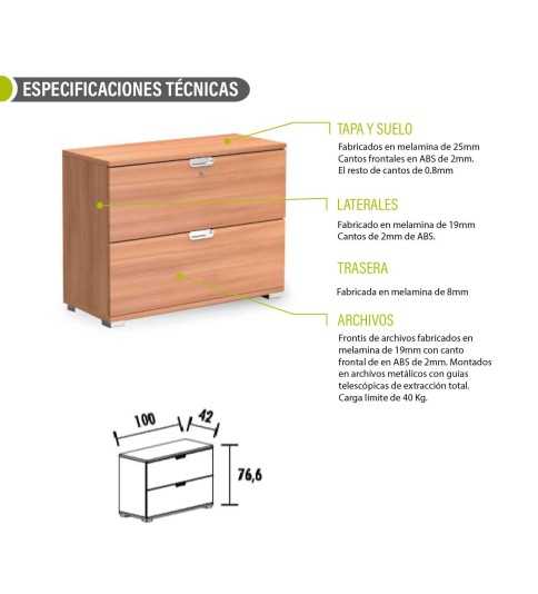 Armario de oficina, KARINA, bajo, cajones archivador, altura 76,6 cm Armario de oficina, KARINA, bajo, cajones archivador, altura 76,6 cm