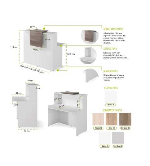 Mostrador + sobremostrador SERIE BASIC varias medidas