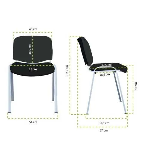 Silla confidente ISO, sin brazos, tapizado tela o polipiel, patas grises
