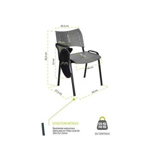 Silla con pala abatible ISO SMART, patas cromadas