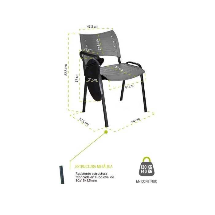 Silla con pala abatible ISO SMART, patas cromadas