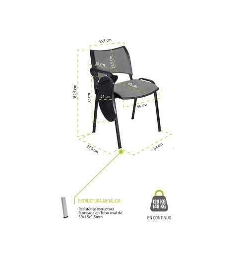 Silla colectividad ISO Smart Tapizada con pala abatible, patas cromadas Silla colectividad ISO Smart Tapizada con pala abatible, patas cromadas