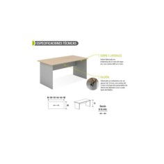 Mesa de oficina serie TONO T3, estructura y faldón en plata, varias medidas disponibles