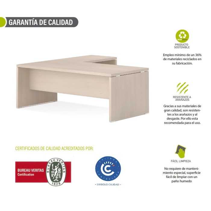 Mesa de despacho con ala KARINA, medidas a elegir, gran grosor