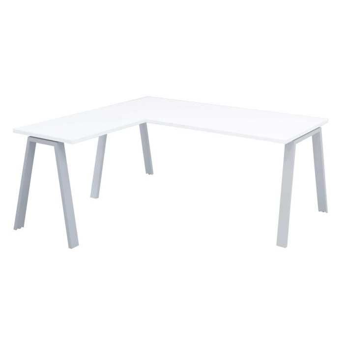 Mesa de oficina ATRIO, patas metálicas abiertas, tablero en blanco u olmo, fondo 80 cm Mesa de oficina ATRIO, patas metálicas abiertas, tablero en blanco u olmo, fondo 80 cm
