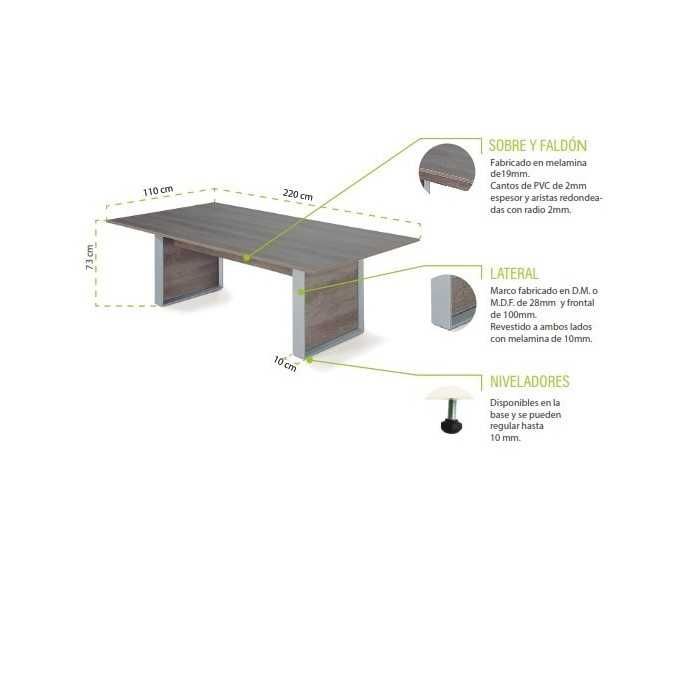 Mesa de reunión 220 rectangular serie OMEGA