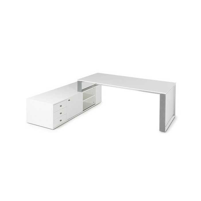 Mesa de despacho OMEGA con armario auxiliar lado izquierdo