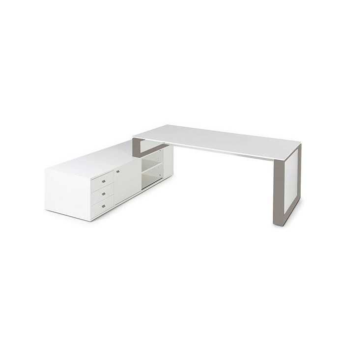 Mesa de despacho OMEGA con armario auxiliar lado izquierdo
