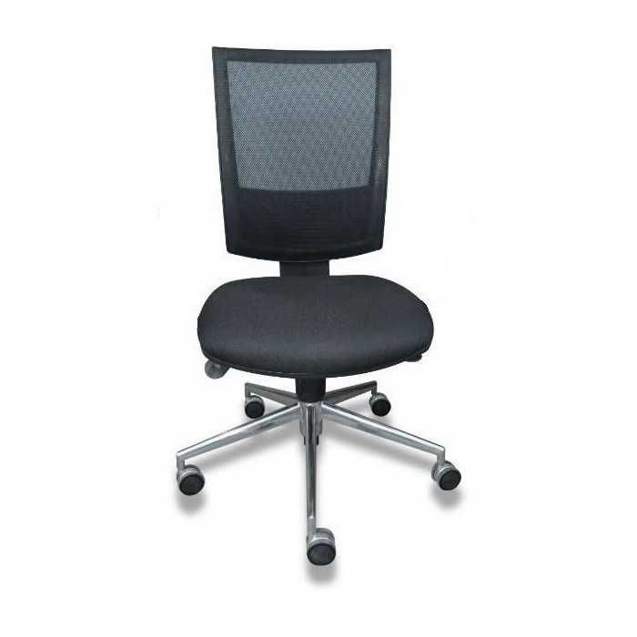 Silla de oficina FLASH, respaldo malla, sin brazos, base aluminio, sistema sincro