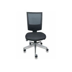 Silla de oficina FLASH, respaldo malla, sin brazos, base aluminio, sistema sincro