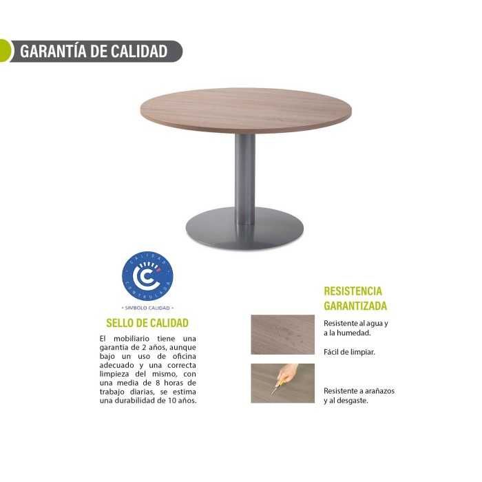 Mesa de reunión redonda pie metálico Blanco/Olmo de 110 CM Mesa de reunión redonda pie metálico Blanco/Olmo de 110 CM
