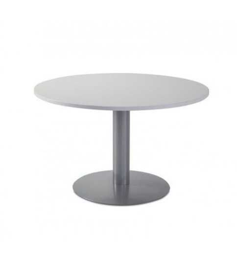 Mesa de reunión redonda CARVING tapa en blanco, pie metálico en aluminio Mesa de reunión redonda CARVING tapa en blanco, pie metálico en aluminio