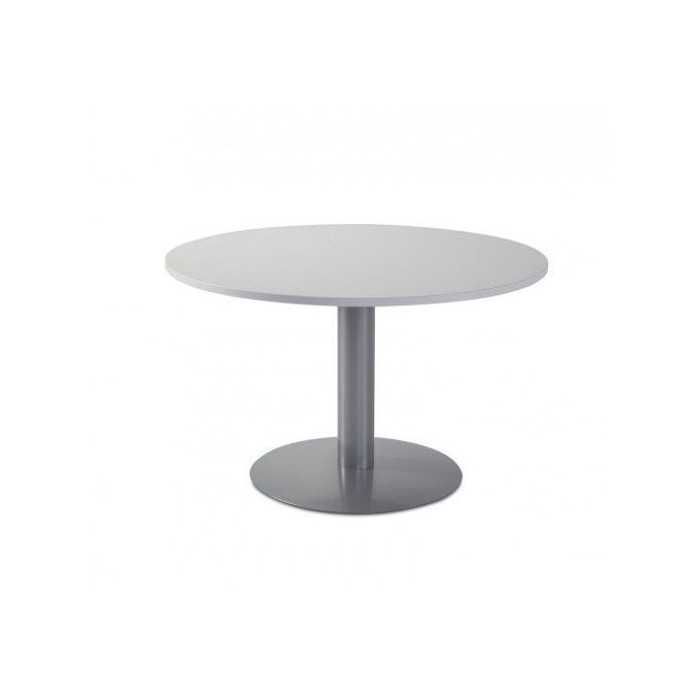 Mesa de reunión redonda CARVING tapa en blanco, pie metálico en aluminio Mesa de reunión redonda CARVING tapa en blanco, pie metálico en aluminio