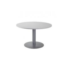 Mesa de reunión redonda CARVING tapa en blanco, pie metálico en aluminio Mesa de reunión redonda CARVING tapa en blanco, pie metálico en aluminio
