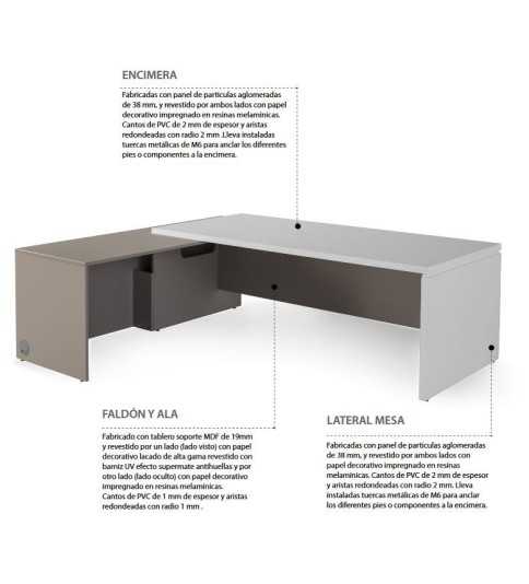 Mesa de despacho SERIE G3.3 lateral ancho con ala derecha de Jgorbe Mesa de despacho SERIE G3.3 lateral ancho con ala derecha de Jgorbe