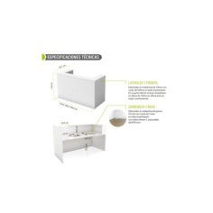 Mostrador de recepción individual ZETA, sobremostrador decorativo, con pasacables