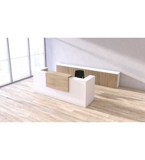 Mostrador de recepción DOBLE ZETA, sobremostrador decorativo, con pasacables, color configurable Mostrador de recepción DOBLE ZETA, sobremostrador decorativo, con pasacables, color configurable
