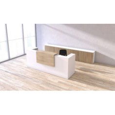 Mostrador de recepción DOBLE ZETA, sobremostrador decorativo, con pasacables, color configurable Mostrador de recepción DOBLE ZETA, sobremostrador decorativo, con pasacables, color configurable