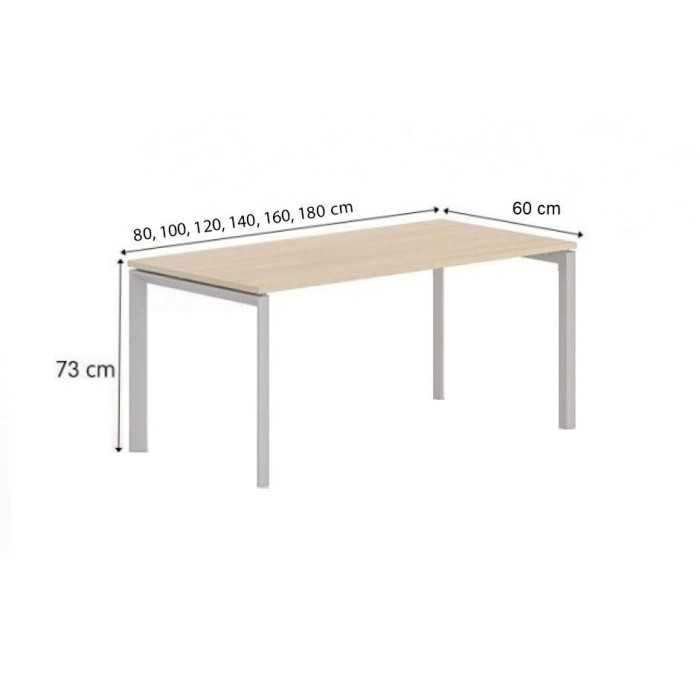 Mesa colectividades STAR,  estructura 4 patas metálica, fondo 60 cm