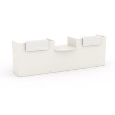 Mostrador recepción MOBI 320 cm, color blanco,  sobremostradores metálicos Mostrador recepción MOBI 320 cm, color blanco,  sobremostradores metálicos