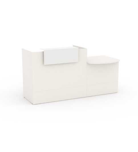 Mostrador recepción MOBI 200 cm, blanco,  sobremostrador y zócalo blanco Mostrador recepción MOBI 200 cm, blanco,  sobremostrador y zócalo blanco