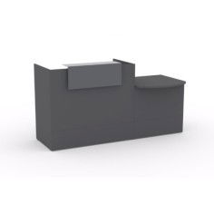 Mostrador recepción MOBI 200 cm, grafito,  sobremostrador y zócalo grafito