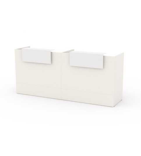 Mostrador recepción MOBI blanco, ancho 240 cm, sobremostrador y zócalo blanco Mostrador recepción MOBI blanco, ancho 240 cm, sobremostrador y zócalo blanco