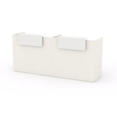 Mostrador recepción MOBI blanco, ancho 240 cm, sobremostrador y zócalo blanco Mostrador recepción MOBI blanco, ancho 240 cm, sobremostrador y zócalo blanco