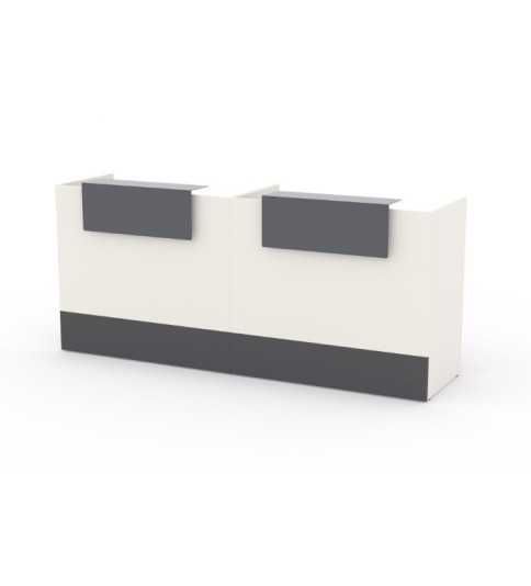 Mostrador recepción MOBI blanco, ancho 240 cm, sobremostrador y zócalo grafito Mostrador recepción MOBI blanco, ancho 240 cm, sobremostrador y zócalo grafito