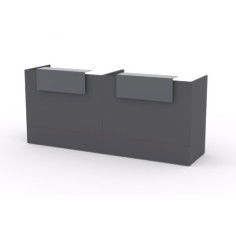 Mostrador recepción MOBI grafito, ancho 240 cm, sobremostrador y zócalo grafito