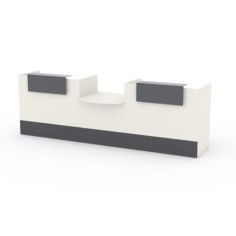 Mostrador recepción MOBI 320 cm, blanco,  sobremostradores y zócalo grafito