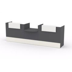 Mostrador recepción MOBI 320 cm, grafito,  sobremostradores y zócalo blanco