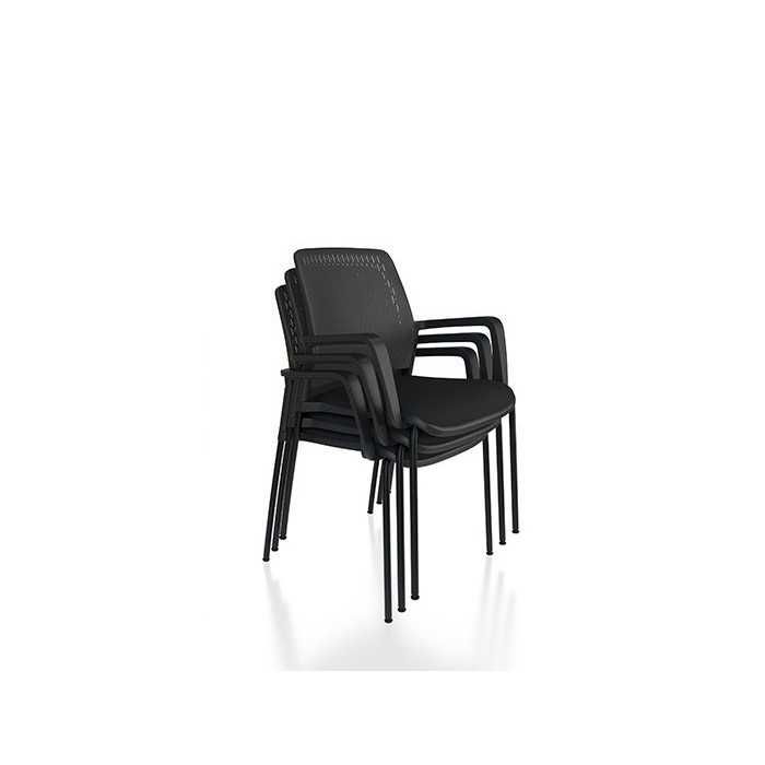 Pack de 4 sillas confidente TEMA con brazos, estructura negra