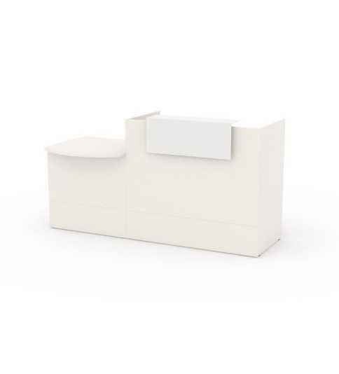 Mostrador recepción MOBI 200 cm, blanco,  sobremostrador y zócalo blanco Mostrador recepción MOBI 200 cm, blanco,  sobremostrador y zócalo blanco