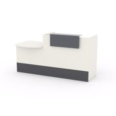 Mostrador recepción MOBI 200 cm, blanco,  sobremostrador y zócalo grafito