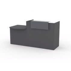 Mostrador recepción MOBI 200 cm, grafito,  sobremostrador y zócalo grafito