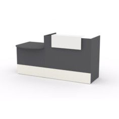 Mostrador recepción MOBI 200 cm, grafito,  sobremostrador y zócalo blanco