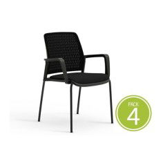 Pack de 4 sillas confidente TEMA con brazos, estructura negra