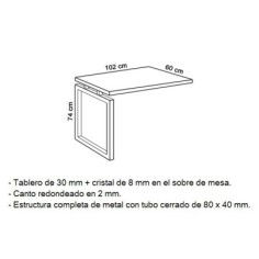 Mesa recta dirección VALLE con ala derecha