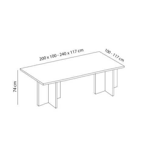 Mesa rectangular con dos bases en aspa serie LOMA de Euromof