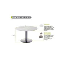 Mesa de reunión redonda pie metálico Blanco/Olmo de 110 CM Mesa de reunión redonda pie metálico Blanco/Olmo de 110 CM
