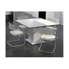 Despacho completo STYLE, mesa recta fondo 90 cm, mesa reuniones y 3 armarios bajos